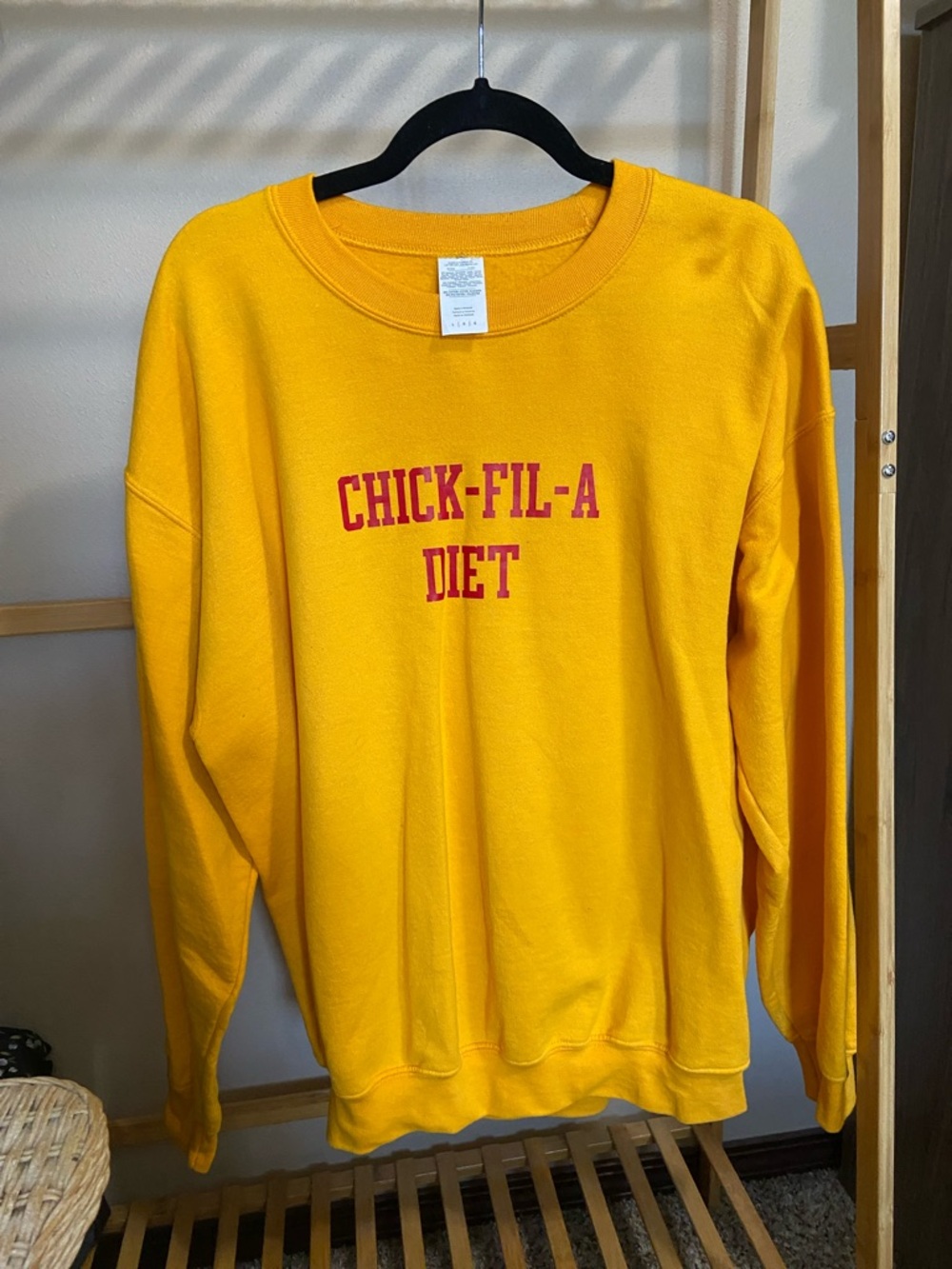 Gildan Yellow Sweatshirt with Red Chick-fil-A Diet Print